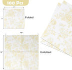100 Yellow & White Floral Cocktail Beverage Napkins Disposable Paper Spring Flowers Dessert Napkin for Spring Flower Wedding Holiday Birthday Party Bridal & Baby Shower Tableware Party Supplies