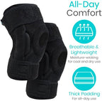 Vive Hinged Knee Brace (2 Pack) - Relieves ACL, MCL, Meniscus Tear - Lightweight, Comfortable, Breathable Open Patella Wrap with Side Stabilizers - for Women & Men - Adjustable Strap for Tendonitis (Black)