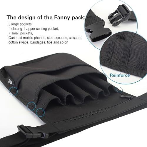 Medical Organizer Belt,Nurse fanny pack, Nurse Fanny Pack for Work ，Kit Practical Waist Bag for Nurses， Fanny Pack for Basics Nurse ，Utility Belt Organizer Bag (YRHS-S-XJ-BLACK), Small