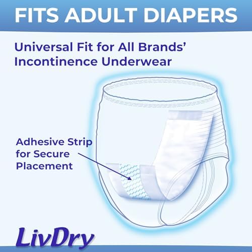 LivDry Incontinence Booster Pads, Use with Adult Diapers for Women and Men, Extra Comfort Softness, Disposable Pad (20 Count, Regular Length)
