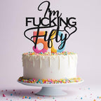 Black Glitter I'm Fucking Fifty Cake Topper, Cheers to 50 Years/Happy 50th Birthday/50 & Fabulous, Funny 50th Birthday Party Decorations For Women Men
