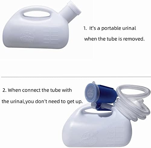 3000ML Large Male Urinal,YUMSUM Portable Mens Potty Pee Bottle Collector Travel Toilet 46” Long Tube (White with Hose)