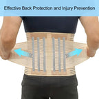 TESETON Back Brace for Men and Women, Back Support Belt Relief Lower Back Pain Herniated Disc, Sciatica, Scoliosis, Breathable Mesh, Lumbar Support Belt, Back Brace for Lifting at Work 02 Beige-M