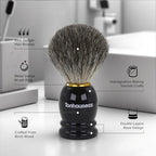 Travel Shaving Brushes Kit For Men, 5 In 1 Shaving Brush Set With Badger Hair Shave Brush, Shaving Brush Travel Case, Shaving Cream, Foldable Shaving Bowl and Washbag For Trip, Holiday