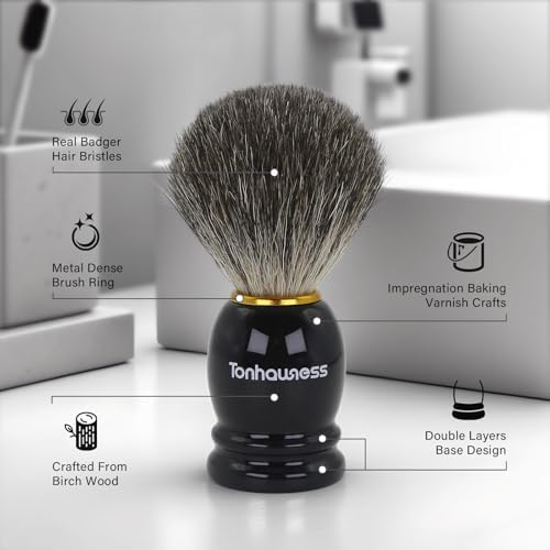Travel Shaving Brushes Kit For Men, 5 In 1 Shaving Brush Set With Badger Hair Shave Brush, Shaving Brush Travel Case, Shaving Cream, Foldable Shaving Bowl and Washbag For Trip, Holiday