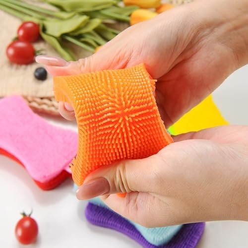 3PCS Silicone Dish Scrubber, Silicone Dish Sponges, Multi-Purpose and Efficient Sponge Kitchen Gadgets Brush Accessories