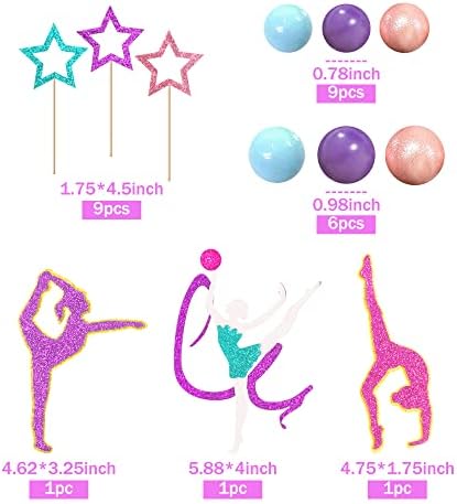 27 PCS Gymnastics Cake Toppers Gymnastics Balls Cake Decorations for Gymnastic Theme Birthday Supplies (Gymnastic)