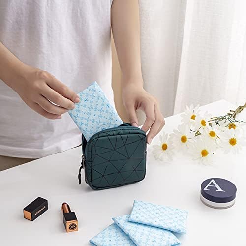Sanitary Napkin Storage Bag with Zipper,Portable Menstrual Cup Pouch Sanitary Napkin Pads Storage Bags,Feminine First Period Bag for Teen Girls Women (Green)