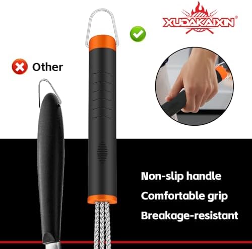 Grill Brush and Scraper, Safe Nylon Bristles Barbecue Triple Scrubbers Cleaning Brush for Cast Iron Grates/Porcelain/Weber Gas/Charcoal Grill,Extra Strong BBQ Cleaner Accessories (Blue)