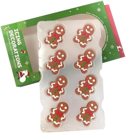 Sentovac 8 Pcs Christmas Gingerbread Man Icing Cake Decoration Edible Sprinkles DIY Candy Dessert For Cookie Cake Cupcake Topper Icing Frosting Vanlentine Halloween Christmas Decoration Supplies