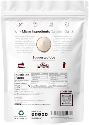 Micro Ingredients Xanthan Gum Powder 2lb (32oz) Premium Quality for Keto & Gluten-Free Baking Unflavored Thickening Agent for Cooking Non-GMO Vegan Friendly