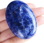 MAIBAOTA 2.4" Large Blue Sodalite Crystal Stone Polished Palm Stone Healing Crystals 0.7" Thick Natural Reiki Gemstone Worry Stone Energy Balancing Anxiety Stress Relief Meditation 1 Pc