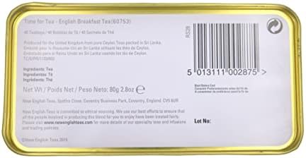 New English Teas Time For Tea Tea Tin with 40 English Breakfast Teabags