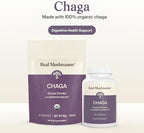 Real Mushrooms Chaga Mushroom Capsules – Organic Chaga Extract Powder with Extract Powder for Wellness & Energy Support– Vegan, Non-GMO, 120 Capsules – Organic Mushroom Supplement