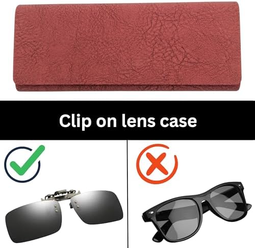 Clip on Case for Glasses, Clip on Sunglasses Case, Slim Flat Hard Shell Case for Clip-on for Men Women Unisex