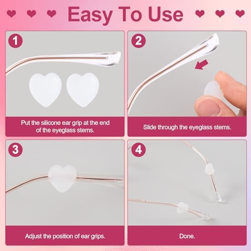 HINZIC Heart Eyeglasses Ear Grips Silicone Retainers Behind The Ear Hooks Holder Sunglasses Eyeglasses Stopper