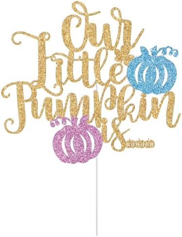 Glitter Our Little Pumpkin is Cake Topper, Pumpkin Gender Reveal Cake Decor, What Will Baby Be, Pumpkin Themed Baby Shower Party Decorations