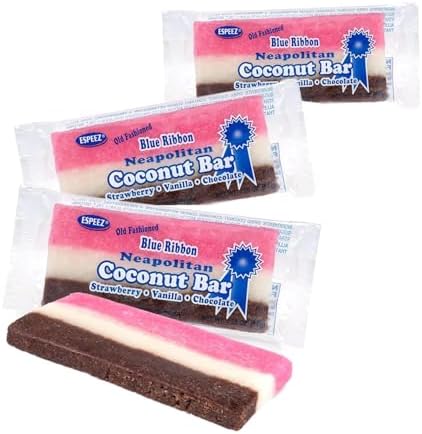 Blue Ribbon Old Fashioned Neapolitan Coconut Candy Bars (Bundle of 3)