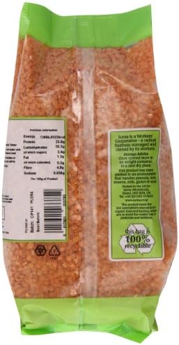 Suma Organic Red Lentils 750 g (Pack of 6)
