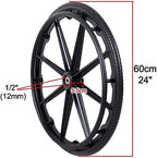 24 x 1 3/8 Wheelchair Rear Wheels (2Pcs), 24" Non-Pneumatic Solid Tire Replacement Back Wheel, Manual Wheelchair Replacement Accessories(Black)
