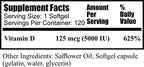 Daily Manufacturing Vitamin D3 5000 IU (125 mcg) Softgels