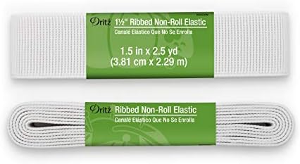 Dritz 1-1/2" Ribbed Non-Roll Elastic, 2-Yards Long, White