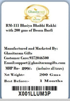 Ghasitaram Gifts Rakhis Online - Rakhi for Brother-RM-111 Bhaiya Bhabhi Rakhi with 200 GMS of Besan Barfi