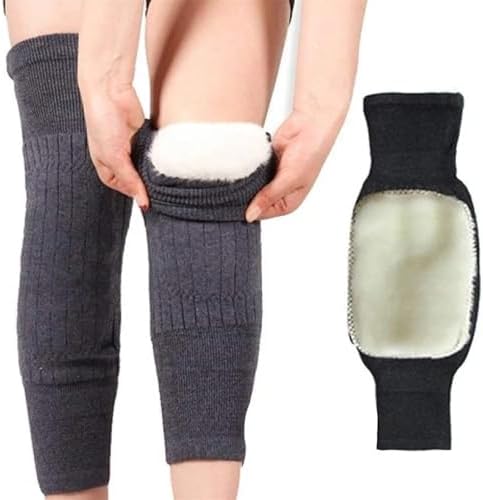 Winter Protective Knee Pads 1 Pair Winter Knee Pads Warm Men Women Double Thick Wool Protection Knee Plus Velvet Wind and Cold Protective(T6,35-60kg fo M)