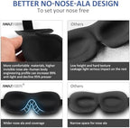 Sleep Mask Invisible Alar Deep Orbit 3D Eye Mask Ultra Lightweight & Comfortable Sleeping Mask for Travel, Nap Shift Works 3 Pack
