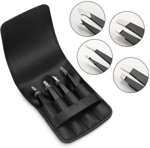 Royal Maede Tweezers Set – Precision Stainless Steel Tweezer Kit for Eyebrows, Ingrown Hair, Splinters & Facial Hair Removal – Professional-Grade, Slant & Pointed Tips for Women & Men