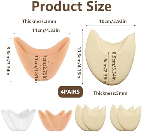 Toe Pads for Pointe Shoes Set (4 Pairs), Breathable Silicone Toe Pads with Holes & Soft Fabric Ballet Toe Pads, Gel Pointe Shoe Toe Pad Cushion Protectors for Dancers & High Heels Relief