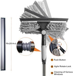 20+ Feet High Reach 2 in 1 Window Washing Squeegee & Duster with 3-14 ft Spliceable Extension Pole // Window Cleaning Kit with 3 Replace Pad for Home Indoor Outdoor Window Washing (Gray)