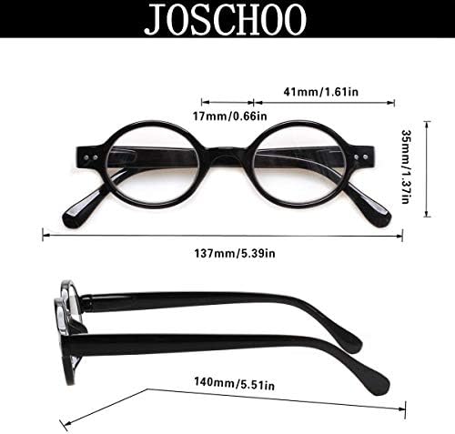 JOSCHOO 5 Pack Retro Round Reading Glasses Mini Small Comfortable Readers for Women Men (5 Mix, 1.75)Medium