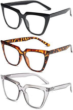 Cat Eye Reading Glasses for Women 3 Pack Oversized Blue Light Blocking Computer Readers +1.5