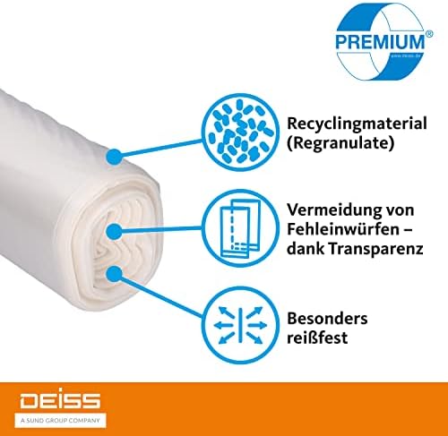 Deiss Premium Bin Bags Transparent Type 60, 120 litres
