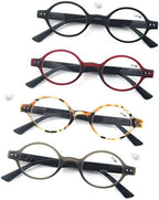MODFANS 4 Pack Round 1.0 Reading Glasses Women Men,Retro Matte Frame Comfortable Spring Hinge-Lightweightest Readers Suitable Wear well-4 Pouch with Each Area