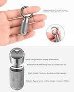TISUR Titanium Keychain Pill Holder Small Metal Pill Case, Pill Organizer Portable Waterproof Pill Container, Travel Pill Bottle Box for Purse (Small-0.51inch)