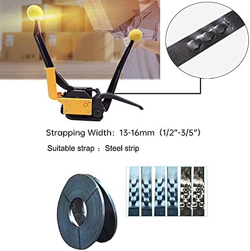 Steel Strapping Tool A333 Stainless Manual Belt Packaging Banding Machine Metal Free Buckle Packing for Width 1/2" 5/8" 3/4" Sealless Combination Tools