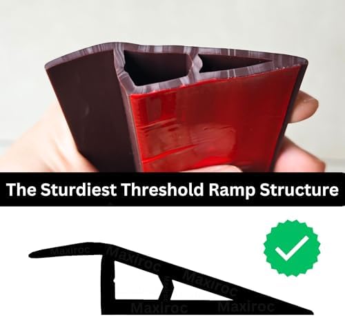 1/2" to 3/5" Height Threshold Ramp - Rubber Threshold, Floor Transition Strip, Door Strip, Wheelchair Ramp, Carpet to Tile Strip (Ebony Walnut, 40 inches)