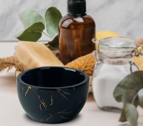 Marbled Shaving Mug - Black Resin Shave Cream & Soap Bowl - Cup