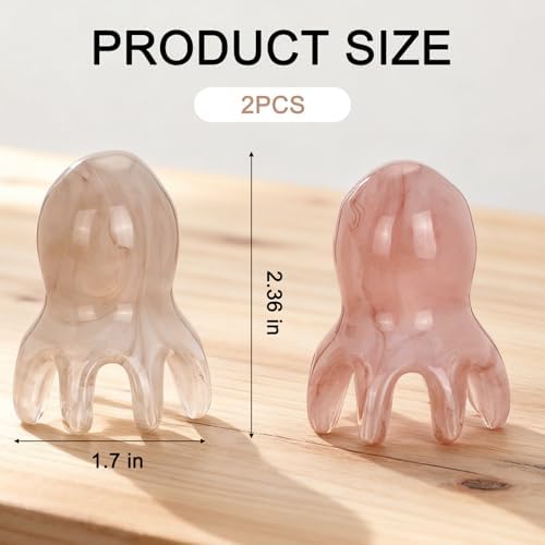 2Pcs Octopus Head Massage Comb - Scalp Massager Tool for Deep Relaxation, Amber and Gray Manual Acupressure Massager with 8 Legs