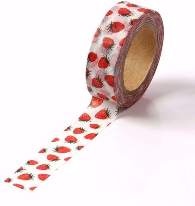 CIAIJE Strawberry Washi Dots - 5/8" x 393" Wave Foil Craft Tape for Scrapbooking & Decor
