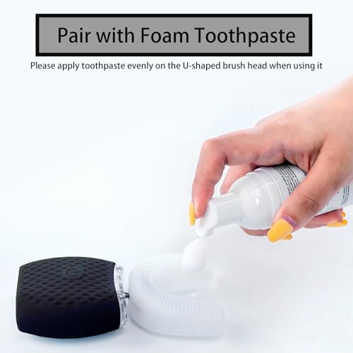 Ultrasonic Toothbrush for Adults - Automatic Electric Toothbrush with Soft Bristles Waterproof & Washable Rechargeable Portable Design with Wireless Charging 30'' Timer for Travel & Home Use (Black)