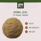 Senna Leaf Powder, by Herb Co, Premium Senna Alexandrina for Teas, Tinctures & Capsules, 1/4 lb