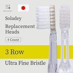 Soladey Ionic Toothbrush Replacement Brush Heads Refill, 4 Count -3 Row Ultra Fine Bristle