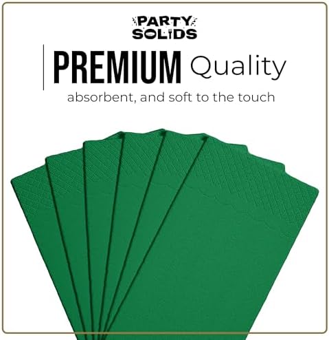 Party Solids Emerald Green Dinner Napkins Disposable 8" x 4" Folded - 40 Pcs 2 Ply Emerald Green Napkins Disposable Paper Guest Towels for Bathrooms, Dinners, Everyday Parties & Party Supplies