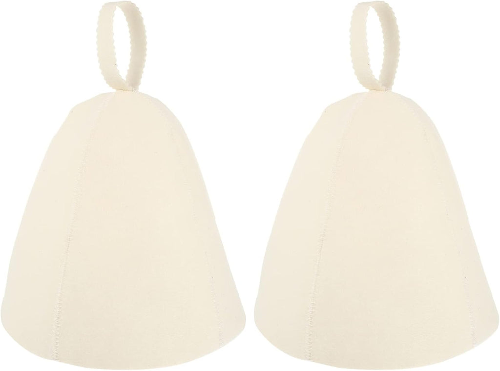 2Pcs Sauna Hat Wool Felt Hats Shower Cap Bathhouse for Women Men Russian Banya Sauna Hut Supply White