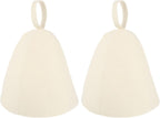 2Pcs Sauna Hat Wool Felt Hats Shower Cap Bathhouse for Women Men Russian Banya Sauna Hut Supply White