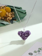 Jovivi Natural Amethyst Cluster Crystal Necklace for Women Men,Irregular Raw Rough Amethyst Quartz Stone Pendant Necklace Jewelry for Spiritual Reiki Healing,Beauty, Love and Positive Energy