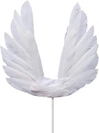5 Pcs White Angel Wing Cake Toppers Feather Cupcake Topper Happy Birthday Party Cake Decor Baby Shower Cupcake Toppers Anniversary Wedding Cake Decorations